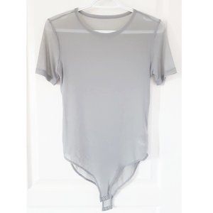 Forever 21 Light Gray Mesh Sheer Bodysuit